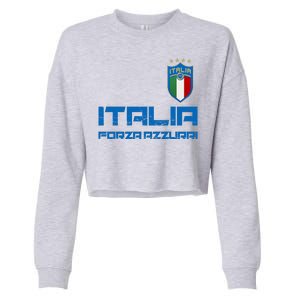 Italia Forza Azzurri Soccer FutbolItaly Flag Logo Cropped Pullover Crew