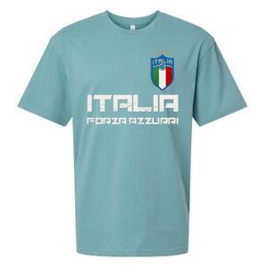 Italia Forza Azzurri Soccer FutbolItaly Flag Logo Sueded Cloud Jersey T-Shirt