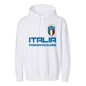 Italia Forza Azzurri Soccer FutbolItaly Flag Logo Garment-Dyed Fleece Hoodie