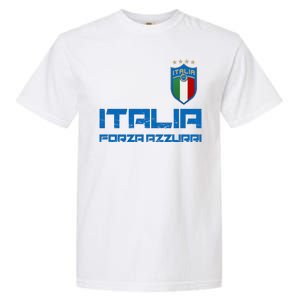 Italia Forza Azzurri Soccer FutbolItaly Flag Logo Garment-Dyed Heavyweight T-Shirt