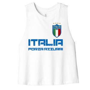 Italia Forza Azzurri Soccer FutbolItaly Flag Logo Women's Racerback Cropped Tank