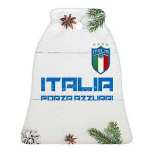 Italia Forza Azzurri Soccer FutbolItaly Flag Logo Ceramic Bell Ornament