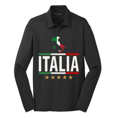 Italia Italy Soccer Football Champions Silk Touch Performance Long Sleeve Polo