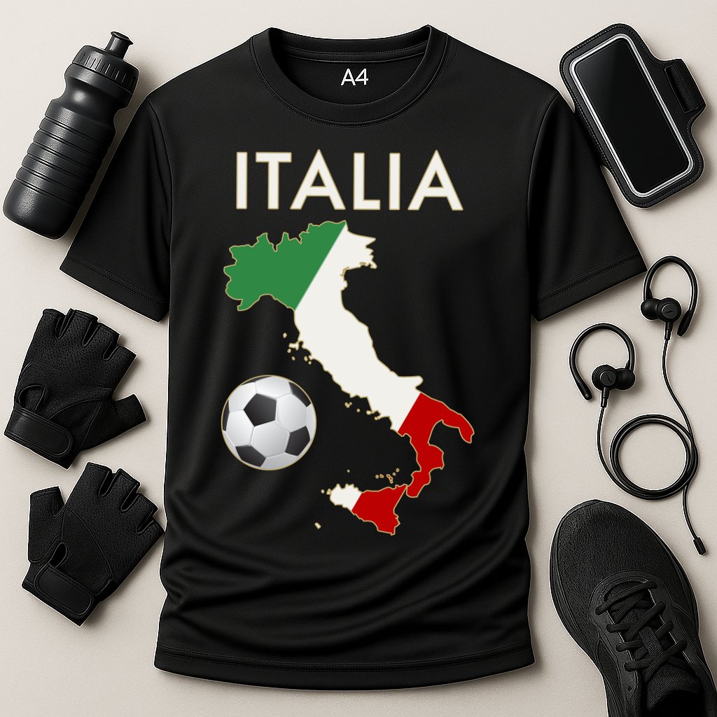 Italia Italy Soccer Football Map Flag colors Cooling Performance Crew T-Shirt