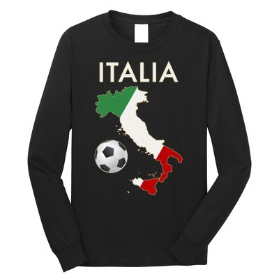 Italia Italy Soccer Football Map Flag colors Long Sleeve Shirt