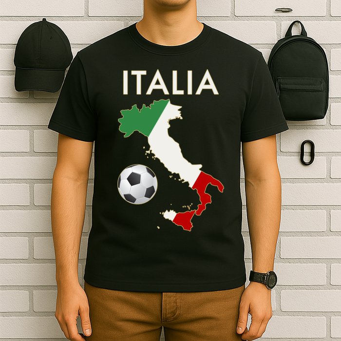 Italia Italy Soccer Football Map Flag colors T-Shirt