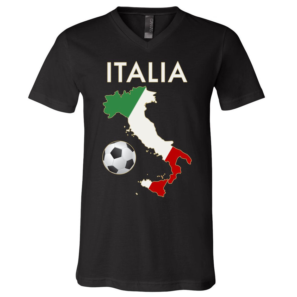 Italia Italy Soccer Football Map Flag colors V-Neck T-Shirt