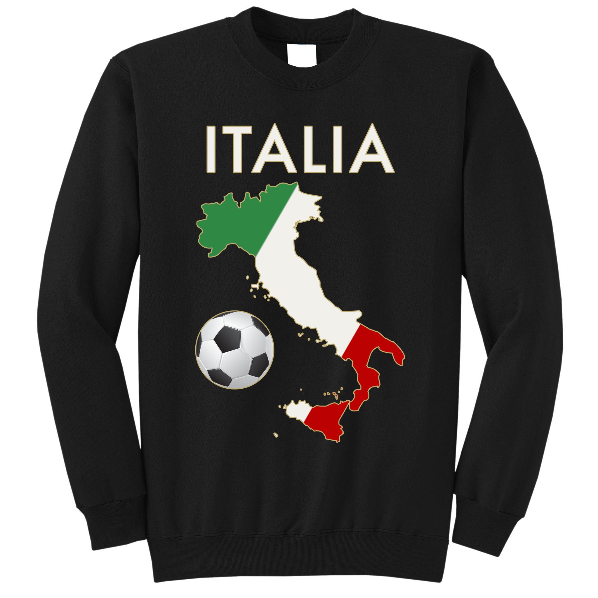 Italia Italy Soccer Football Map Flag colors Tall Sweatshirt