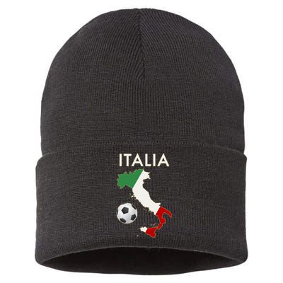 Italia Italy Soccer Football Map Flag colors Sustainable Knit Beanie