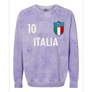 Italia Italy Soccer No 10 Shield Logo Colorblast Crewneck Sweatshirt