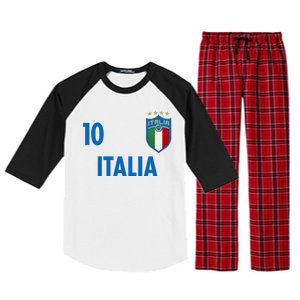 Italia Italy Soccer No 10 Shield Logo Raglan Sleeve Pajama Set