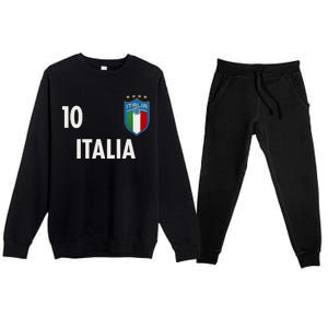 Italia Italy Soccer No 10 Shield Logo Premium Crewneck Sweatsuit Set