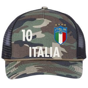 Italia Italy Soccer No 10 Shield Logo Retro Rope Trucker Hat Cap