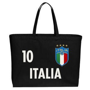 Italia Italy Soccer No 10 Shield Logo Cotton Canvas Jumbo Tote