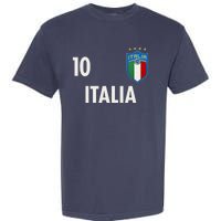 Italia Italy Soccer No 10 Shield Logo Garment-Dyed Heavyweight T-Shirt