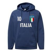 Italia Italy Soccer No 10 Shield Logo Performance Fleece Hoodie