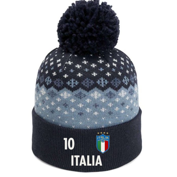 Italia Italy Soccer No 10 Shield Logo The Baniff Cuffed Pom Beanie