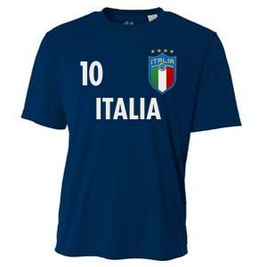 Italia Italy Soccer No 10 Shield Logo Cooling Performance Crew T-Shirt