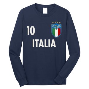 Italia Italy Soccer No 10 Shield Logo Long Sleeve Shirt