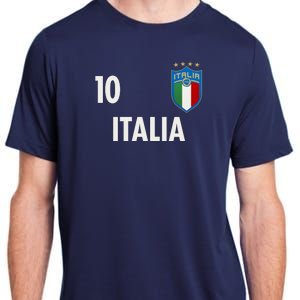 Italia Italy Soccer No 10 Shield Logo Adult ChromaSoft Performance T-Shirt