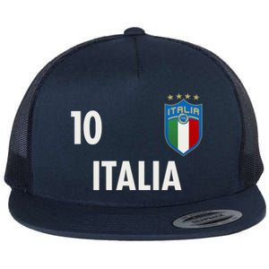 Italia Italy Soccer No 10 Shield Logo Flat Bill Trucker Hat