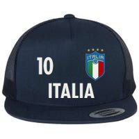 Italia Italy Soccer No 10 Shield Logo Flat Bill Trucker Hat