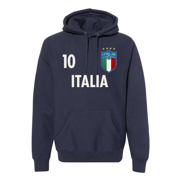 Italia Italy Soccer No 10 Shield Logo Premium Hoodie