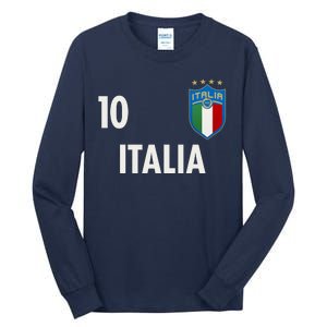 Italia Italy Soccer No 10 Shield Logo Tall Long Sleeve T-Shirt