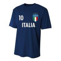 Italia Italy Soccer No 10 Shield Logo Performance Sprint T-Shirt