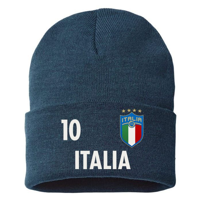 Italia Italy Soccer No 10 Shield Logo Sustainable Knit Beanie