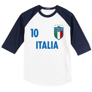 Italia Italy Soccer No 10 Shield Logo Baseball Sleeve Shirt