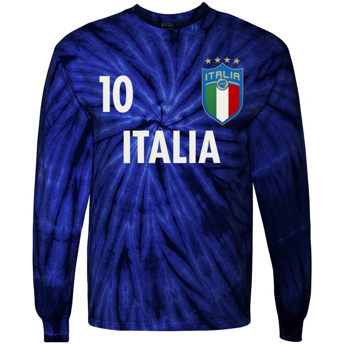 Italia Italy Soccer No 10 Shield Logo Tie-Dye Long Sleeve Shirt