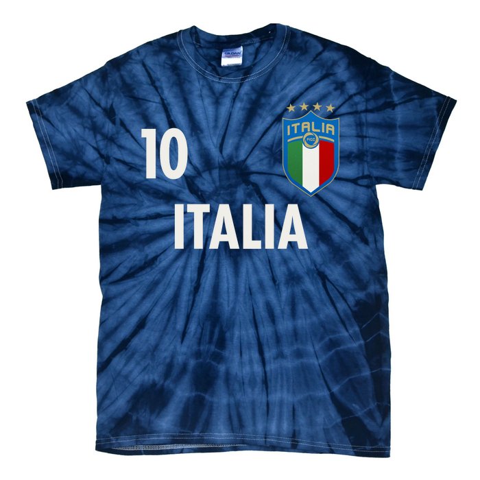 Italia Italy Soccer No 10 Shield Logo Tie-Dye T-Shirt