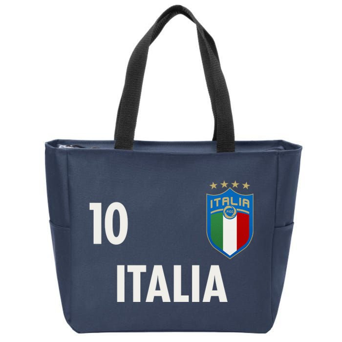 Italia Italy Soccer No 10 Shield Logo Zip Tote Bag