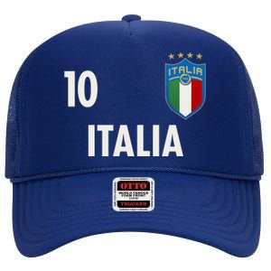 Italia Italy Soccer No 10 Shield Logo High Crown Mesh Back Trucker Hat