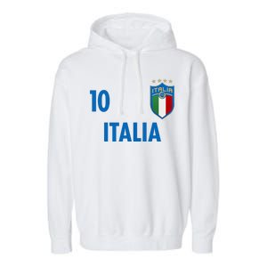 Italia Italy Soccer No 10 Shield Logo Garment-Dyed Fleece Hoodie