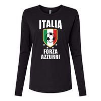 Italia Soccer Forza Azzurri Womens Cotton Relaxed Long Sleeve T-Shirt