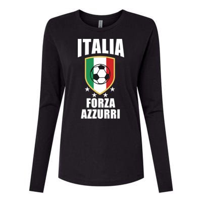 Italia Soccer Forza Azzurri Womens Cotton Relaxed Long Sleeve T-Shirt