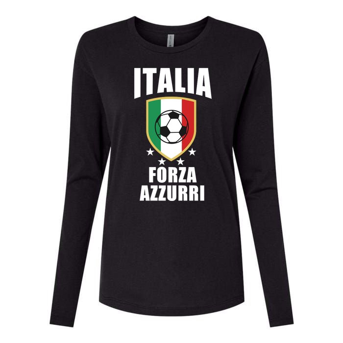 Italia Soccer Forza Azzurri Womens Cotton Relaxed Long Sleeve T-Shirt