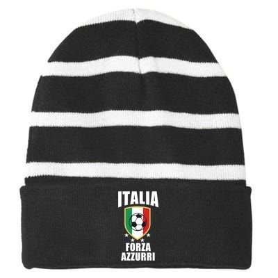 Italia Soccer Forza Azzurri Striped Beanie with Solid Band