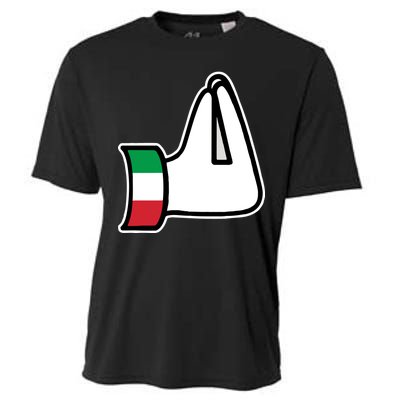 Italian Hand Gesture Funny Cooling Performance Crew T-Shirt