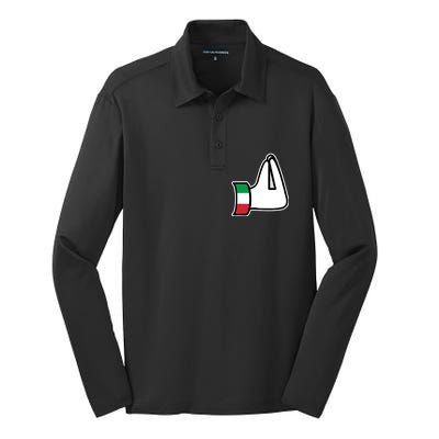 Italian Hand Gesture Funny Silk Touch Performance Long Sleeve Polo