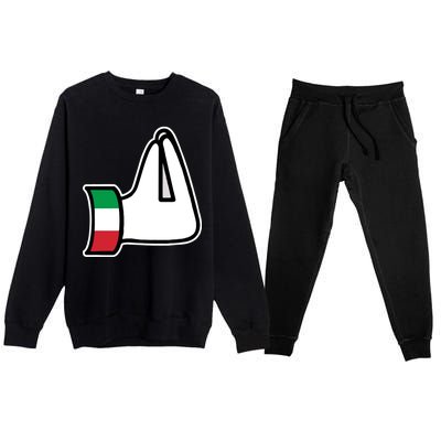 Italian Hand Gesture Funny Premium Crewneck Sweatsuit Set