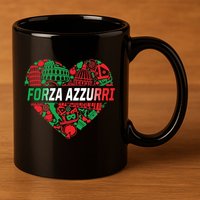 Italian Heart Forza Azzurri 11oz C Handle Ceramic Mug