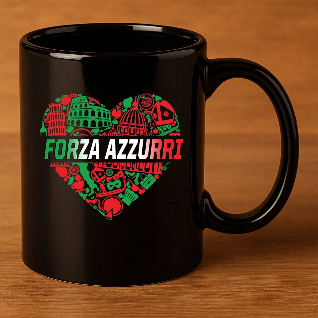Italian Heart Forza Azzurri 11oz C Handle Ceramic Mug