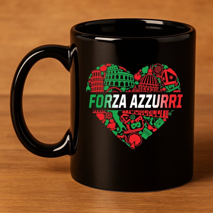 Italian Heart Forza Azzurri 11oz C Handle Ceramic Mug