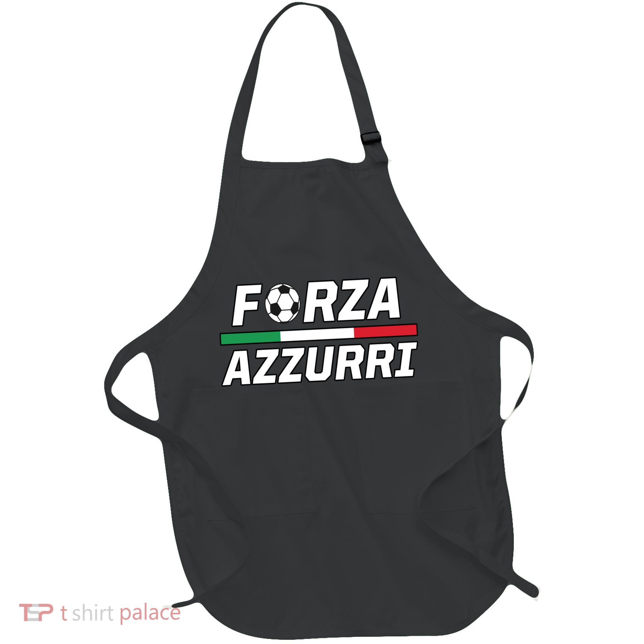 Italian Soccer Forza Azzurri Full-Length Apron With Pockets
