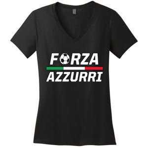 Italian Soccer Forza Azzurri Women's V-Neck T-Shirt