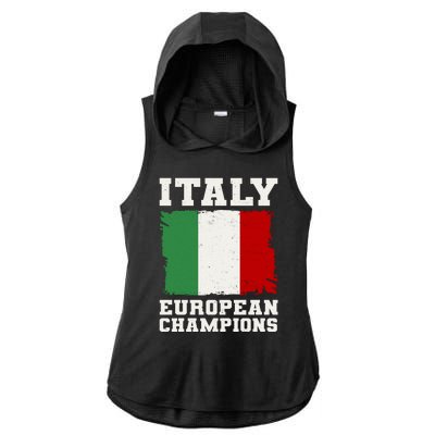 Italy Europeon Champions Distressed Flag Ladies PosiCharge Tri-Blend Wicking Draft Hoodie Tank