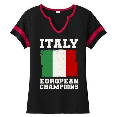 Italy Europeon Champions Distressed Flag Ladies Halftime Notch Neck Tee